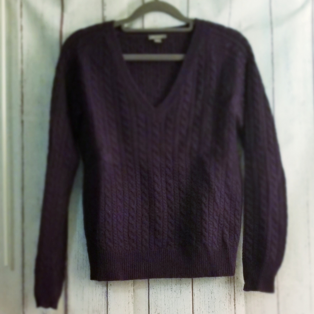 Ann Taylor Y2K Vintage PURPLE Cashmere V-Neck